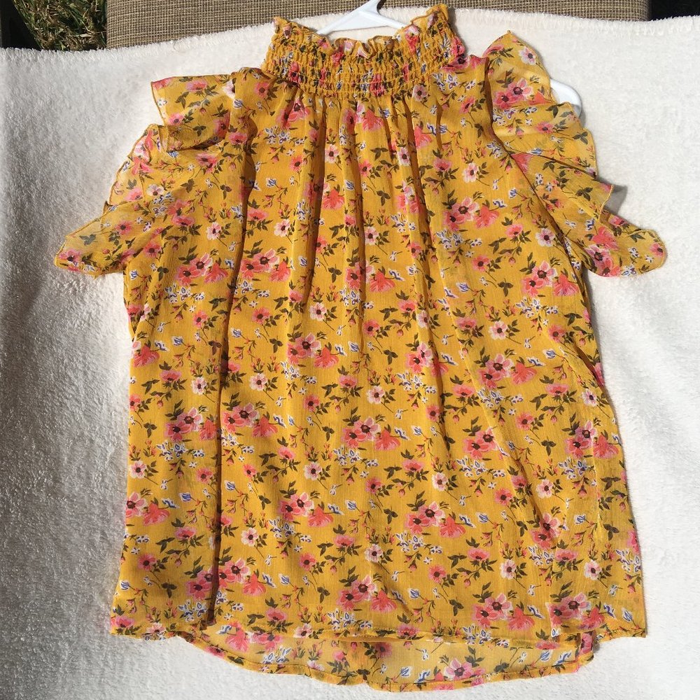 MELLODAY Yellow Floral Tank Top